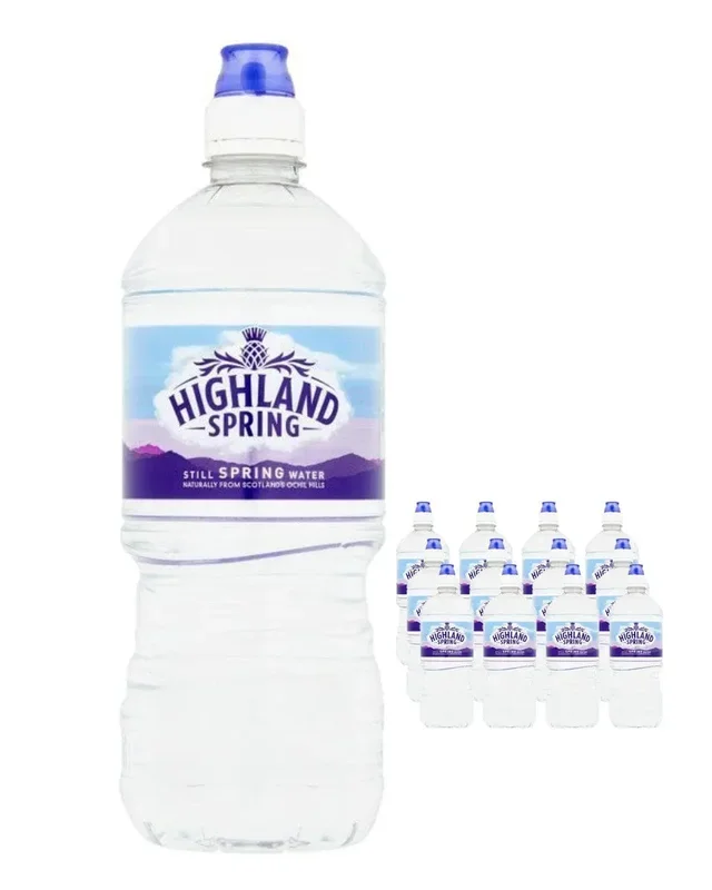 Highland Spring Still Sport Cap Water Bottle Multipack, 12 x 1 L