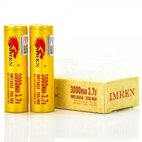 Imren 18650 Batteries 2-Pack | 3000mah 20/40A