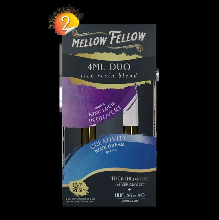 Introvert – King Louis (Indica) & Creativity – Blue Dream (Hybrid) – Live Resin 4ml Vape Cart Duo