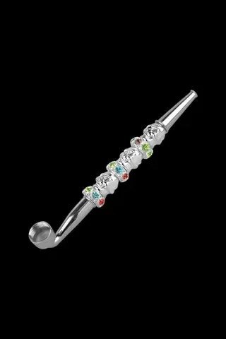 Jeweled Metal Pipe with Skulls