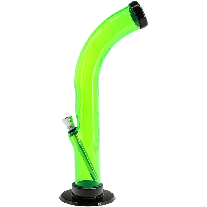JM Enterprises 10” Acrylic Curved Tube Bong – Multiple Colors