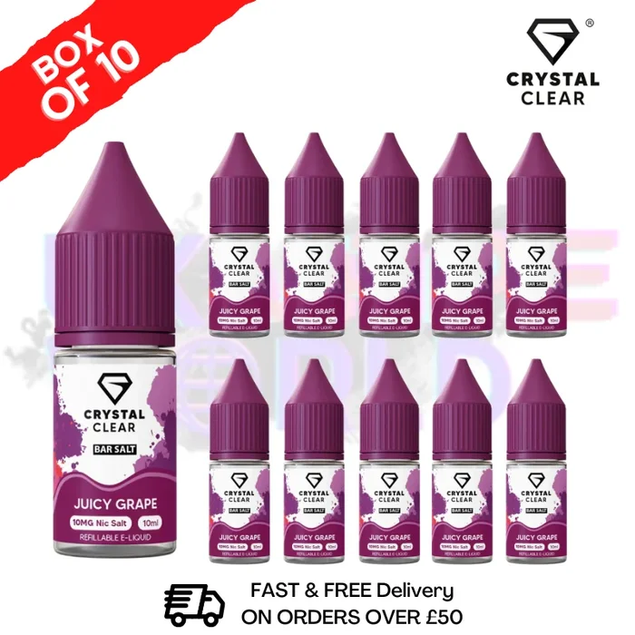 Juicy Grape Crystal Clear Nic Salt Box Of 10 – Only £17.99