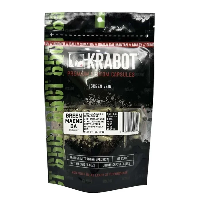 KRABOT GREEN MAENG DA 65CT PREMIUM KRATOM CAPSULES