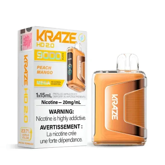 Kraze HD 2.0 9000 Disposable Vape Pen – Peach Mango Flavor