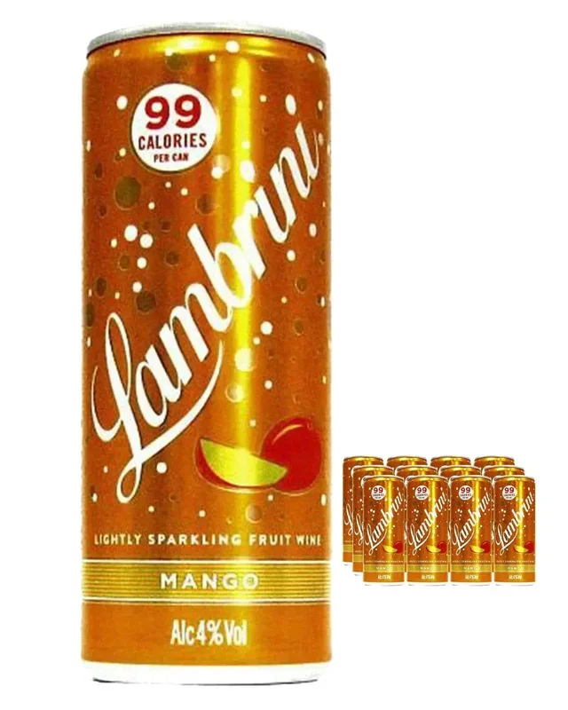 Lambrini Mango Slightly Sparkling Fruit Wine Can Multipack, 24 x 250 ml