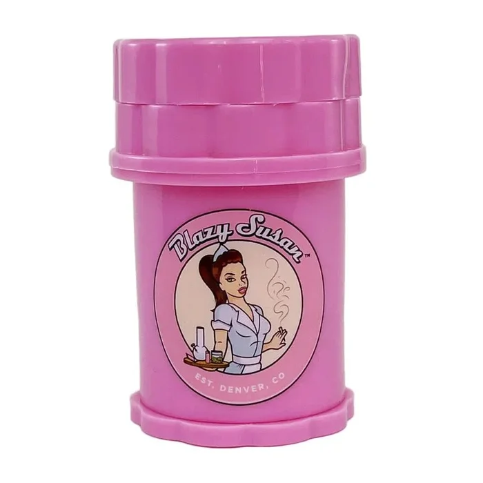 Large Pink Herb Saver Grinder with 4-Piece Lazy Susan