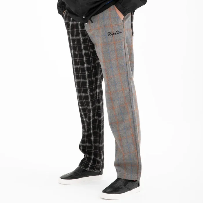 Limbo Split Checkered Flannel Trousers (Dark Brown)