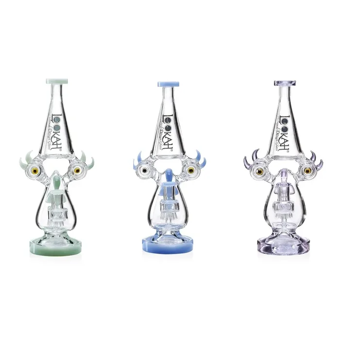 Lookah (Dab Rig) 12″ Recycler Color Rim Big Eyes Water Pipe
