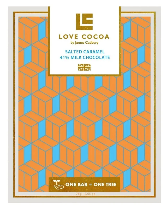 Love Cocoa Salted Caramel 41% Milk Chocolate Bar, 75 g