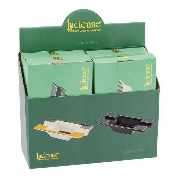Lucienne Ceramic Dual Cigar Ashtray – Elegant 2-Person Design, Assorted Colors, 6.3″x3.3″