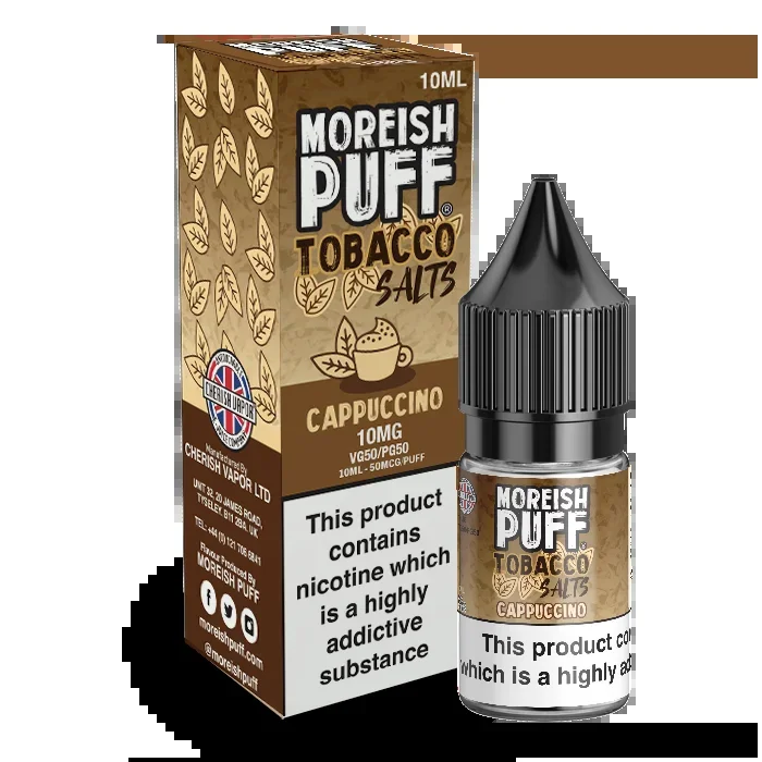 Moreish Puff Salts Cappuccino Tobacco 10ml Nic Salt