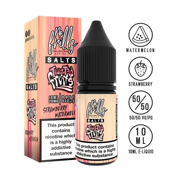 No Frills Salts – Twizted Fruits: Strawberry Watermelon Nic Salt 10ml