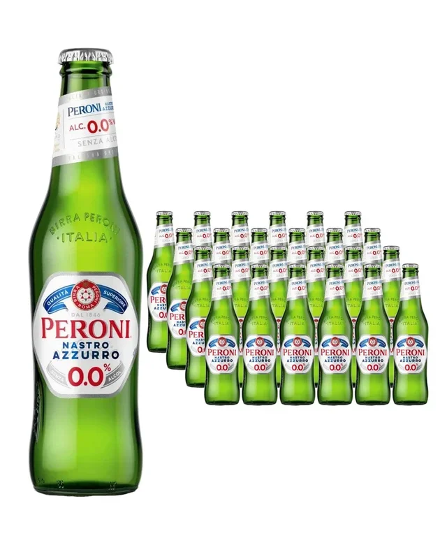 Peroni Nastro Azzurro 0.0% Alcohol-Free Beer Pack of 24 x 330 ml