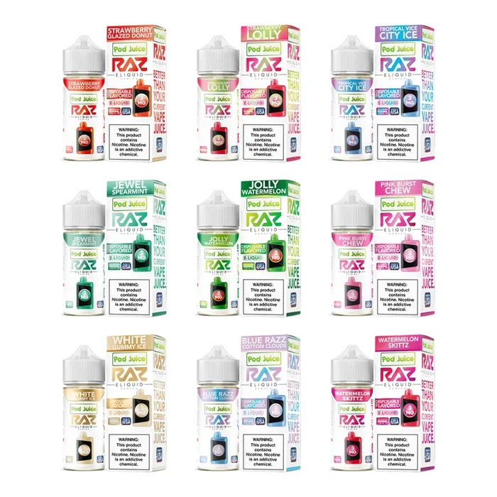 Pod Juice + RAZ Disposables Collab E-Liquid 100mL (Freebase)