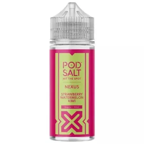 Pod Salt Nexus 100ml Strawberry Watermelon Kiwi E Liquid – 0mg Nicotine, 70VG/30PG, Cloud Chaser