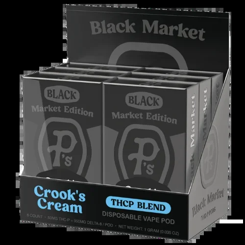 Pushin P’s Black Market Edition THC-P Blend Pod 1G – 6 Count Display