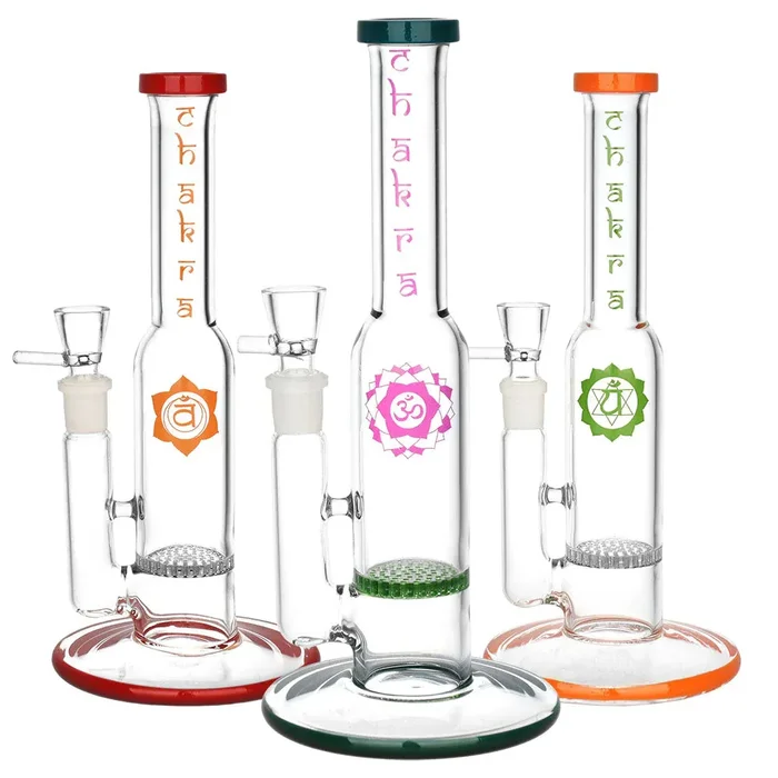 Radiant Chakra Water Pipe – 9″ / 14mm F / Colors Vary