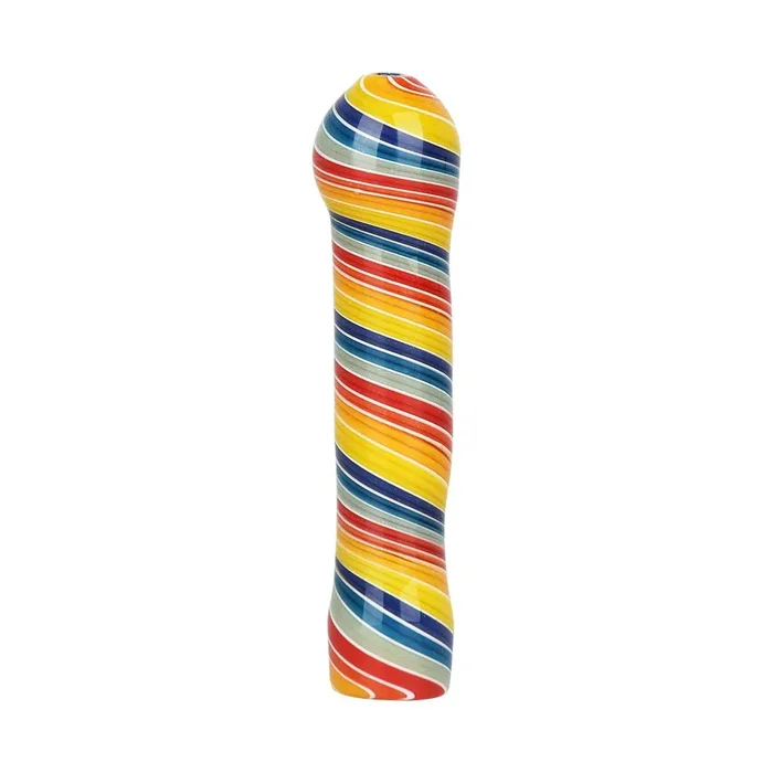 Rainbow Spirals Glass Chillum – 3.5″