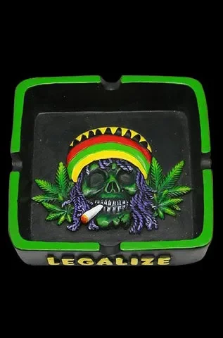 Rasta Skull Hemp Leaf Ashtray