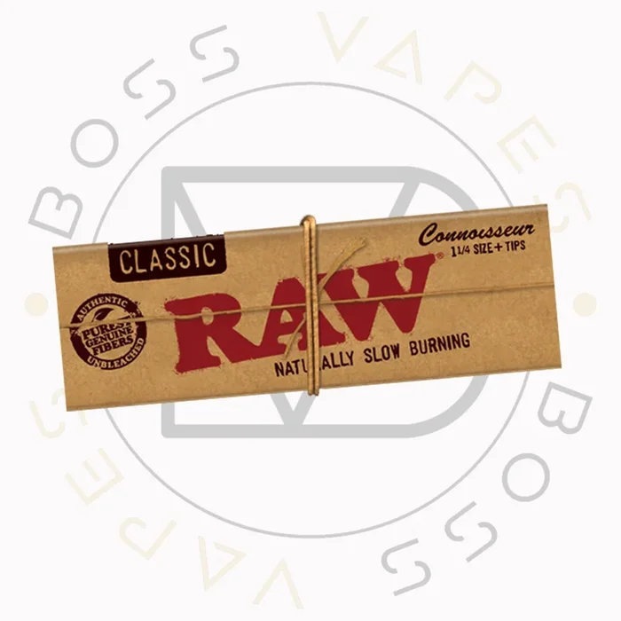 Raw Classic Connoisseur 1 1/4 Slim Rolling Papers with Tips