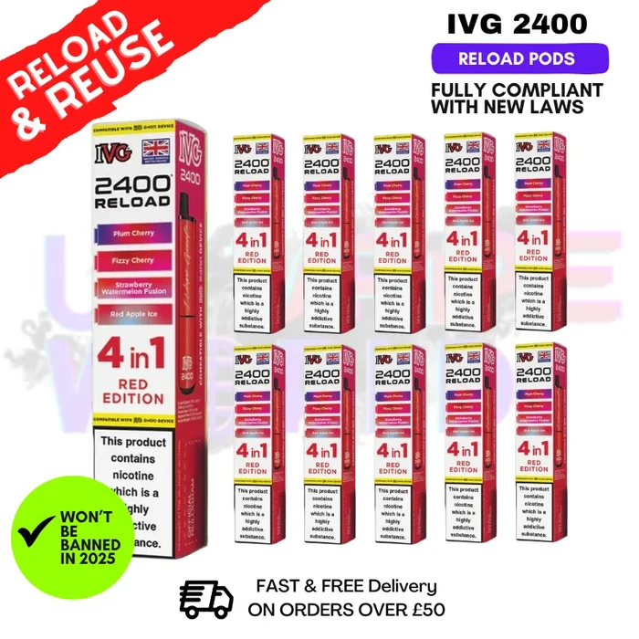 Red Edition IVG 2400 RELOAD Pods – Box Of 10
