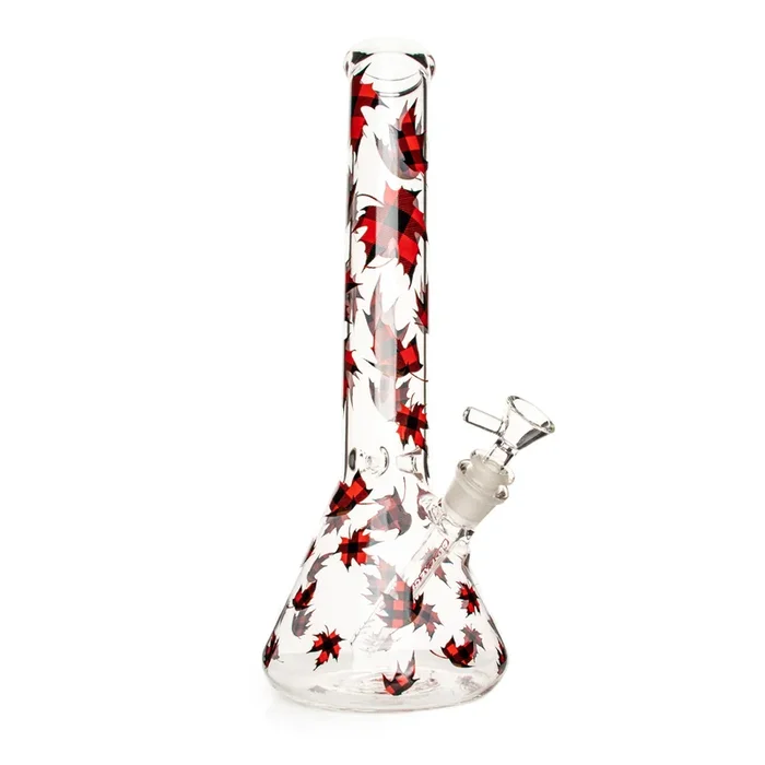 Red Eye Glass 15 ” Plaid Maple Leaf Beaker (REG093)