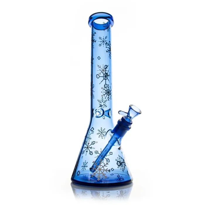 Red Eye Glass 15″ Beaker with Winter Wonderland Design (REG089)