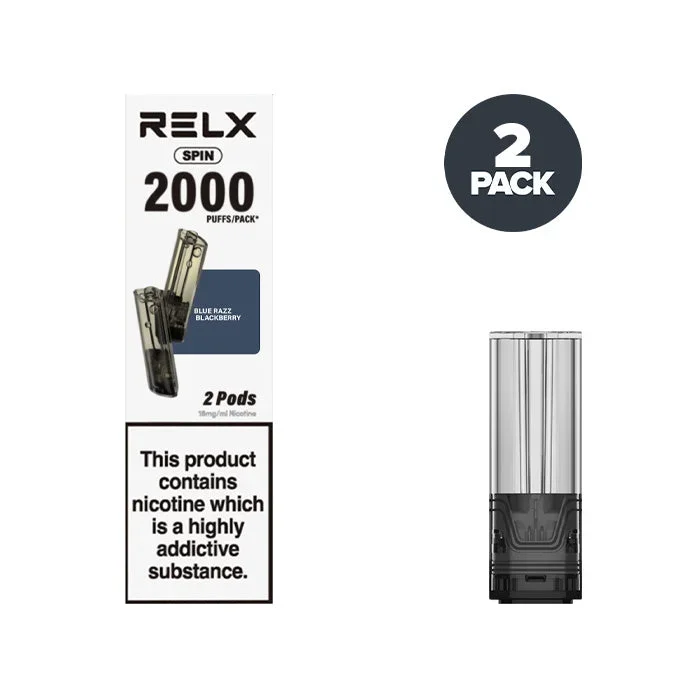 RELX Spin Pre-filled Pods Blue Razz Blackberry Flavor