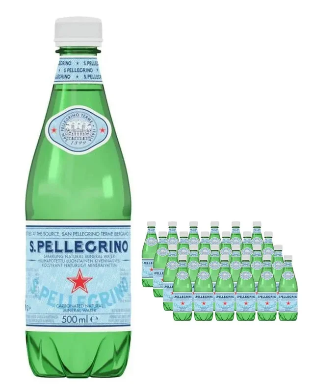 San Pellegrino Sparkling Mineral Water Glass Bottle Multipack, 24 x 500 ml