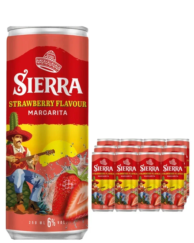 Sierra Margarita Strawberry Premixed Beverage Pack, 12 x 250 ml