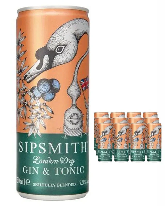 Sipsmith London Dry Gin & Tonic Premixed Cocktail Can Multipack, 12 x 250 ml