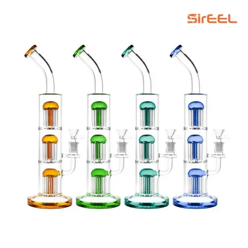 SirEEL 14″ Triple Jellyfish Perc Water Pipe – 14“/14mm F/Colors Vary