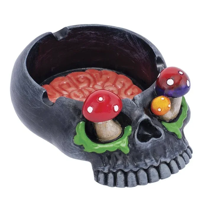 Skull Brain & Mushroom Eyes Ashtray – 5.75″ x 4.2″”