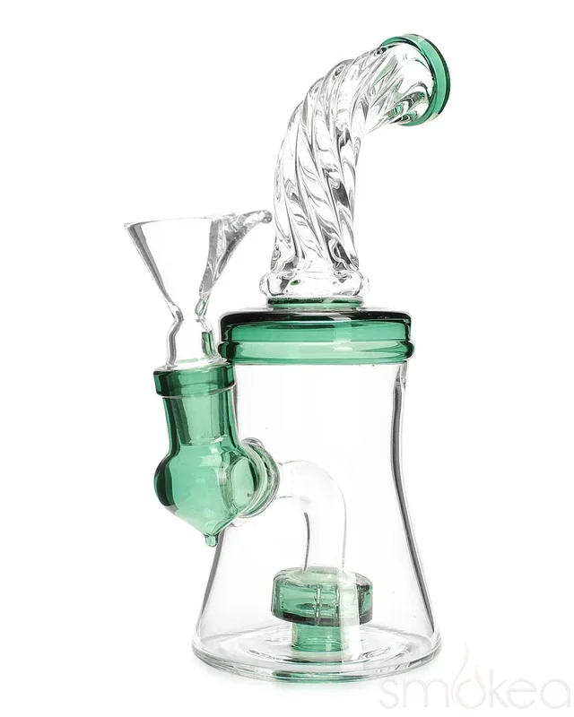 SMOKEA 8 ” Cut Glass Mini Bong w/ Bent Neck