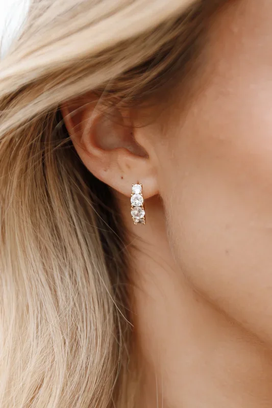 Solstice Stone Hoop Earrings – Gold