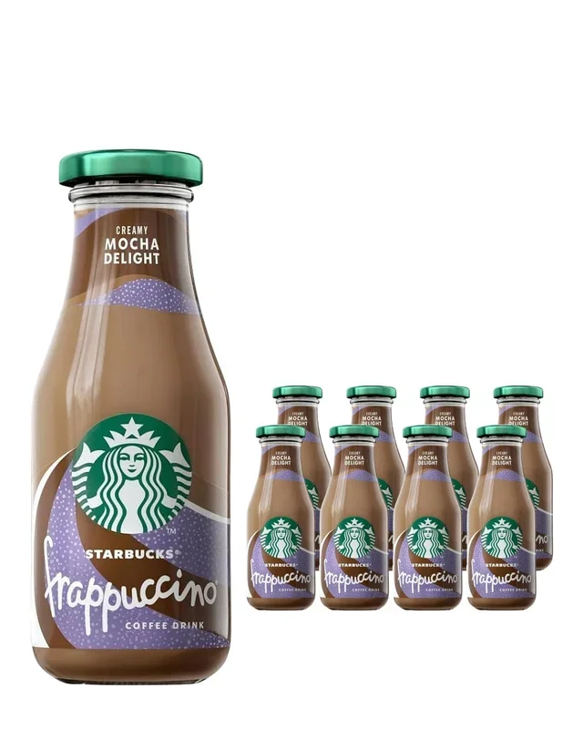 Starbucks Frappuccino Mocha Flavoured Milk Glass Bottle Iced Coffee Multipack, 8 x 250 ml
