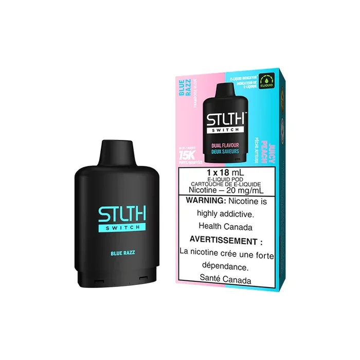 STLTH SWITCH Vape Pod 15k – Blue Razz and Juicy Peach