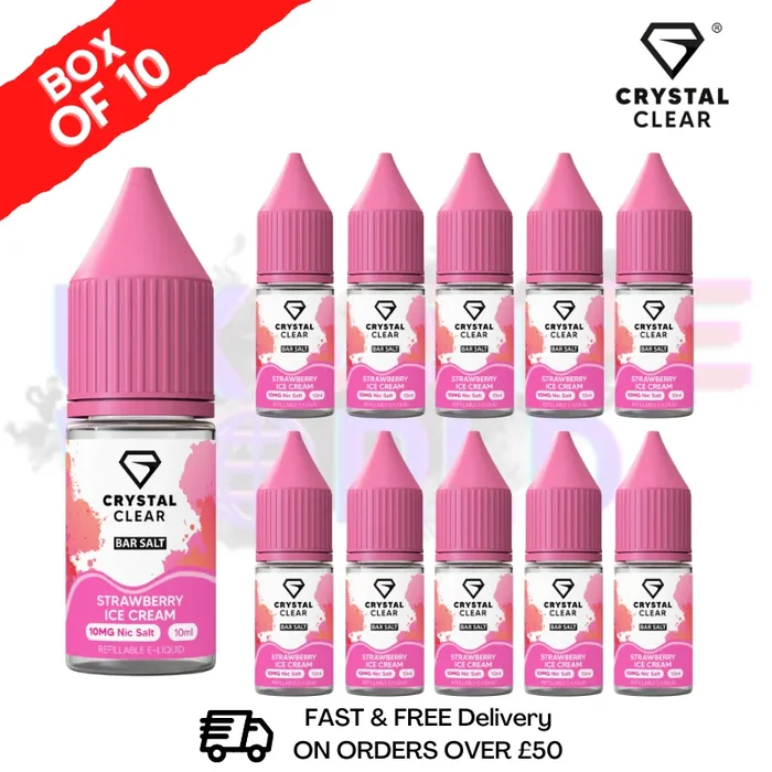 Strawberry ICE Cream Crystal Clear Nic Salt Box Of 10 – Only £17.99