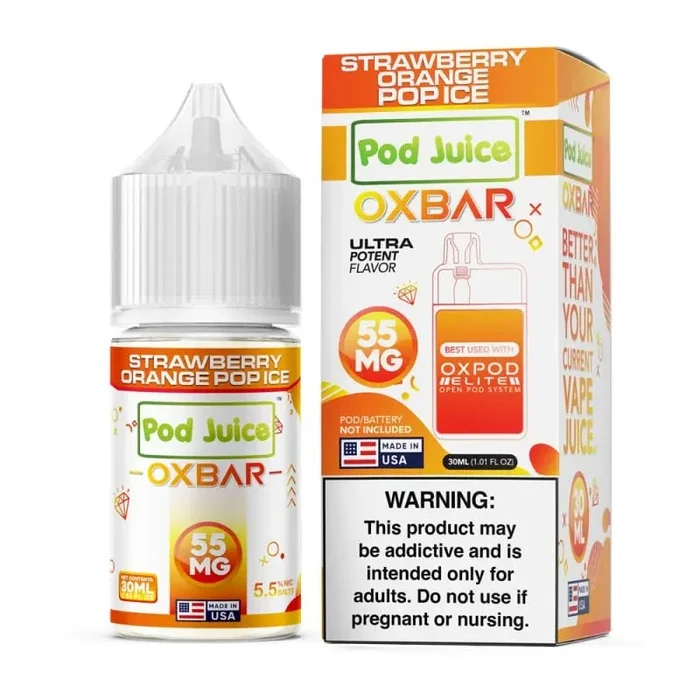 Strawberry Orange Pop ICE SALT – Oxbar x Pod Juice – 30mL