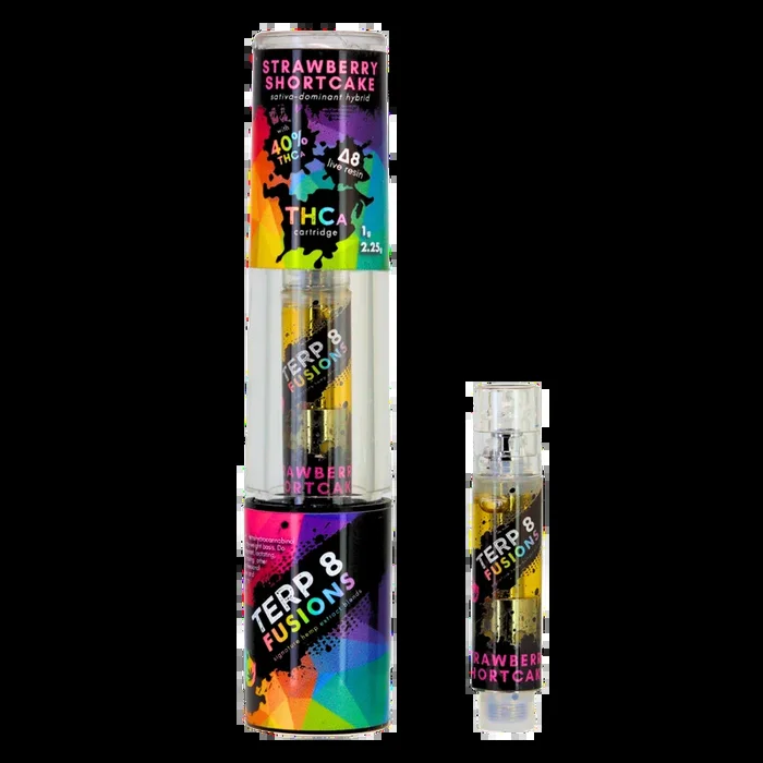 Strawberry Shortcake – 1g – THCA + D8 – Live Resin Cartridge – Terp 8
