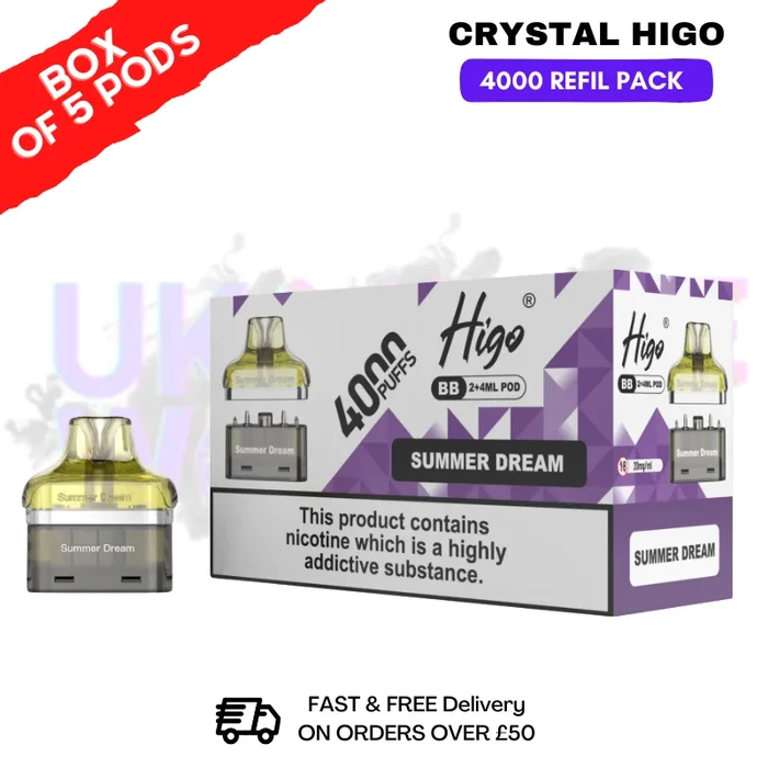 Summer Dream Crystal Higo 4000 REFIL Pods BOX OF 5