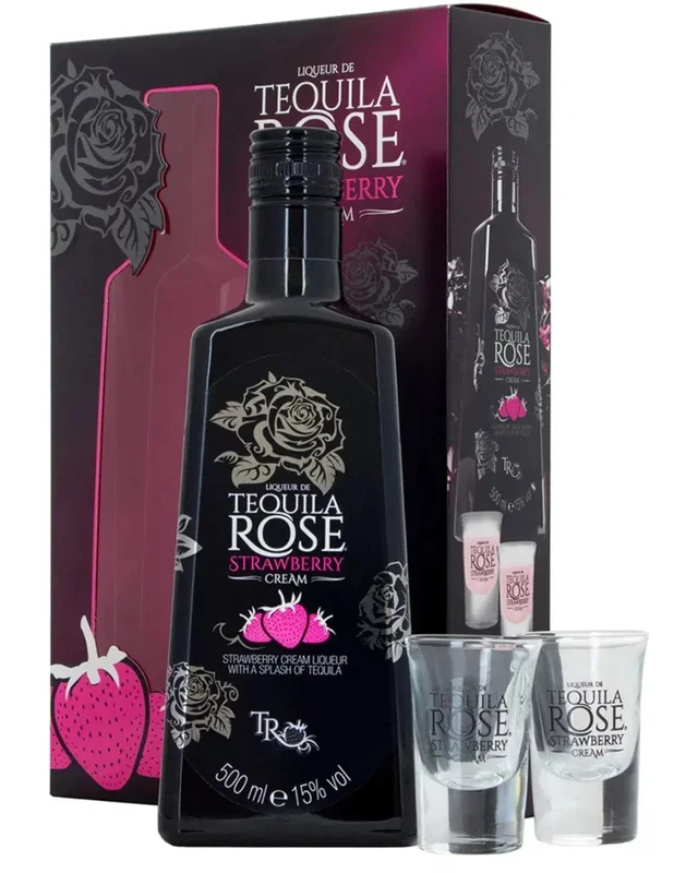 Tequila Rose Strawberry Cream Liqueur with Shot Glass, 50 cl
