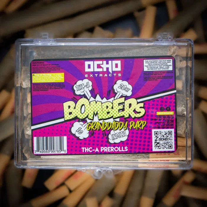 THCA Prerolls – Bombers – Granddaddy Purp – 1 Gram Each – 20 Count