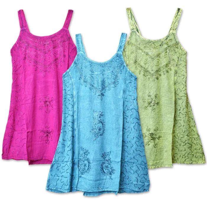 ThreadHeads Embroidered Design Strap Dress | One Size