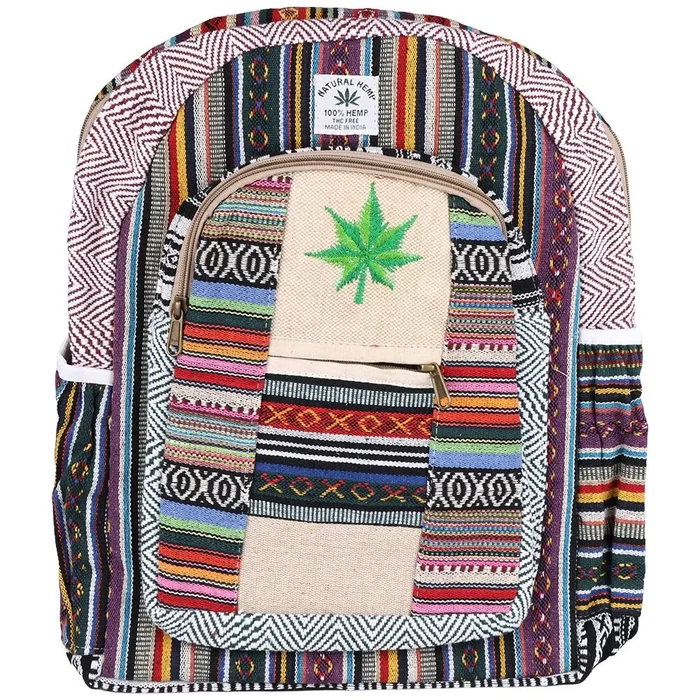Threadheads Hemp Leaf Patched Backpack – 14″x17″