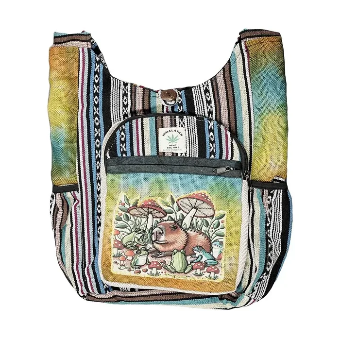 Threadheads Himalayan Hemp Capybara Patchwork Shoulder Bag | 15″ x 14″