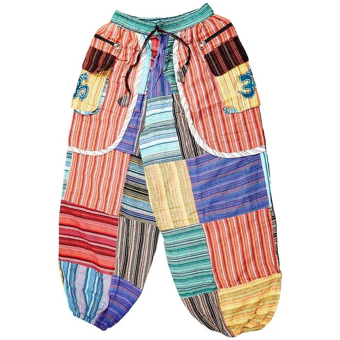 ThreadHeads Multicolor Patchwork Cargo Harem Pants | 38″