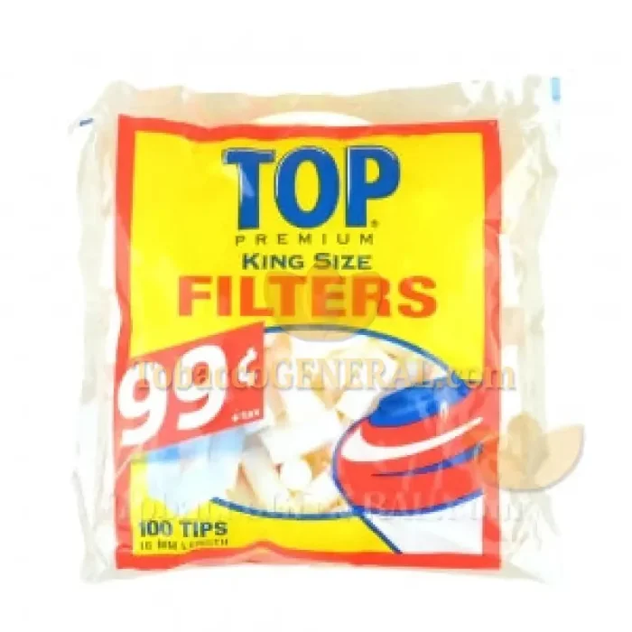 Top Filter Tips King Size 18mm Pre Priced White 100 Tips Per Bag