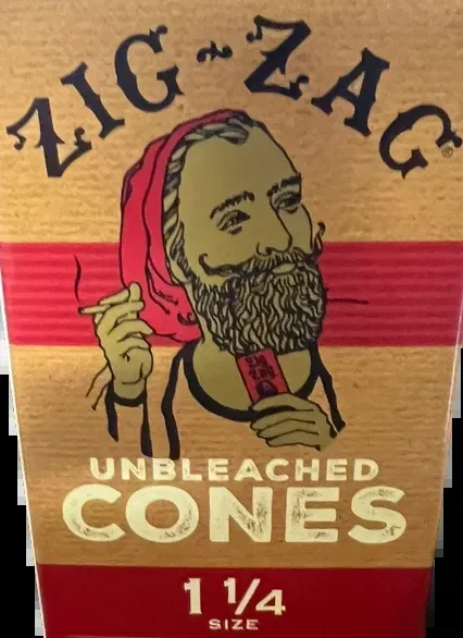 Unbleached Zig-Zag 1.25 1 1/4″ Size Natural Rolling Cones Kit 6 Pack