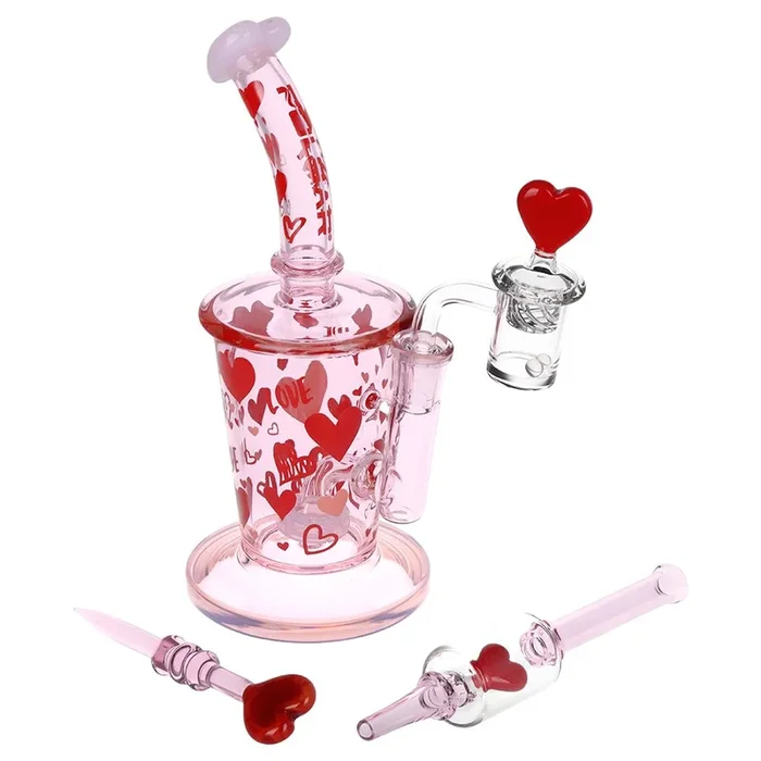 Valentine’s Hearts Glass Dab Rig Set